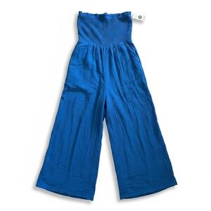 Cupshe Blue Wide-Leg Jumpsuit Ruched Top Large NWT